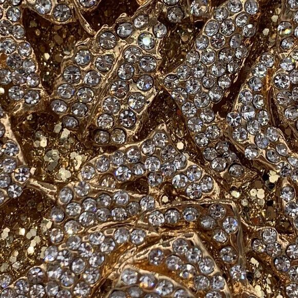 New, no tags, gold hard/clamshell/hand bag/clutch, fully embellished, crystals - Picture 3 of 16